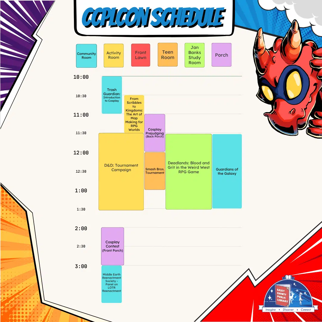 Panel - Trash Guardian: Introduction to Cosplay 10:00 AM til 11:00 AM Panel - From Scribbles to kingdoms: The Art of Map Making for RPG Worlds 10:30 Am til 11:30 Am Event - Cosplay Contest Prejudging 11 am til 12 pm Panel - Live Action Role play: LARP Demo 11am til 12 pm Event - Smash Bros. Tournament 12 pm - 1 pm
Event - Guardians of the Galaxy Movie Showing 11:30 AM til 1:30 pm Event - Dungeons and Dragons both games 11:30 Am til at least 2:30 Pm Signups are recommended Panel - Cosplay Event 2pm til 3 pm Panel - Middle Earth Reenactment Society - Panel on LOTR Reenactment 3 pm to 4 pm