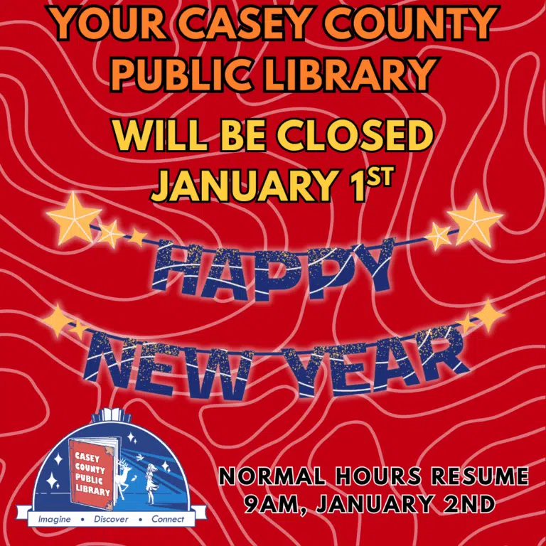 The library will be closed on January 1st of 2026. The library will be open again on the 2nd for normal hours